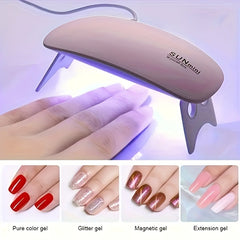 6W Mini Portable UV LED Nail Lamp Light with Dual Timer (45s/60s)