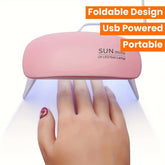 6W Mini Portable UV LED Nail Lamp Light with Dual Timer (45s/60s)