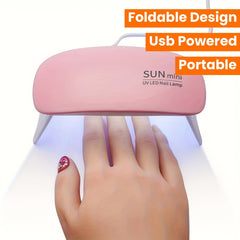 6W Mini Portable UV LED Nail Lamp Light with Dual Timer (45s/60s)
